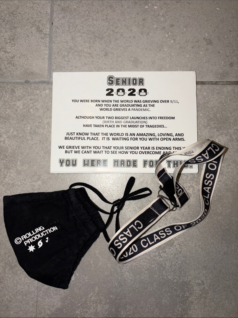 Senior 2020 Lanyard Black Face Mask Set covid throwback memories poster canvas